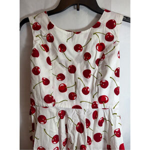 Red Cherry Print Dress Small Retro Pinup Fifties Chic Valentine Rockabilly